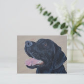 Zwart labrador schilderen briefkaart (Staand voorkant)