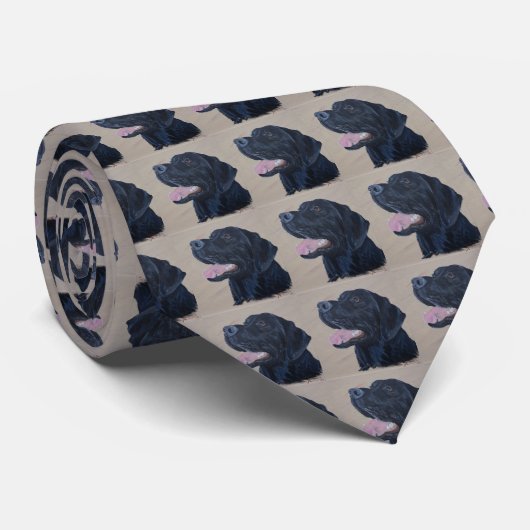 Zwart labrador schilderen stropdas (Opgerold)