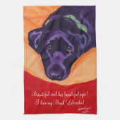 Zwart labrador schilderen theedoek (Verticaal)