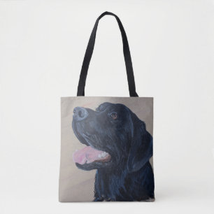 Zwart labrador schilderen tote bag
