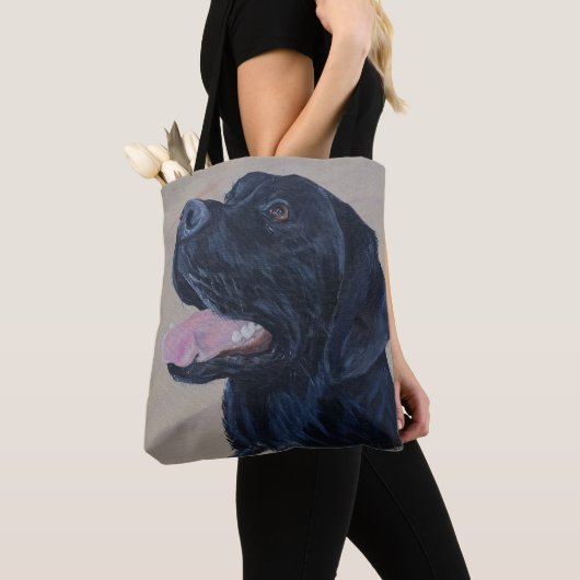 Zwart labrador schilderen tote bag (Dichtbij)