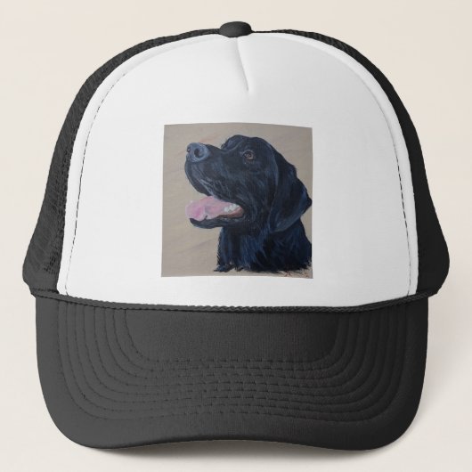 Zwart Labrador Schilderij Trucker Pet (Voorkant)