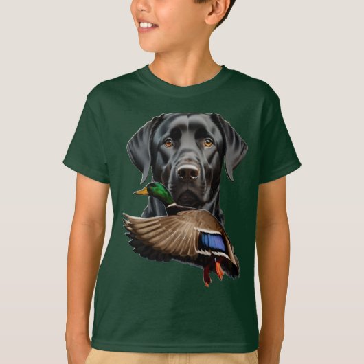 Zwart Labrador Shirt voor kinderen, Mallard Shirt (Voorkant)
