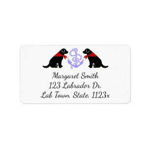 Zwart labrador Sitting Outline Nautical Etiket