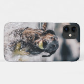 Zwart labrador speelt fets in water Case-Mate iPhone case (Achterkant (horizontaal))