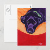 Zwart labrador stapelverf briefkaart (Voorkant / Achterkant)