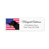 Zwart Labrador US vlag retour adres label (Voorkant)