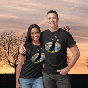 Zwart labrador vogel hond zonsondergang ovaal t-shirt