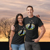 Zwart labrador vogel hond zonsondergang ovaal t-shirt