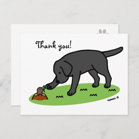 Zwart labrador vriendelijk dank u Briefkaart (Voorkant / Achterkant)