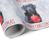 Zwart labrador vrolijk kerstfeest- Puppy schattig  Cadeaupapier (Rol Hoek)