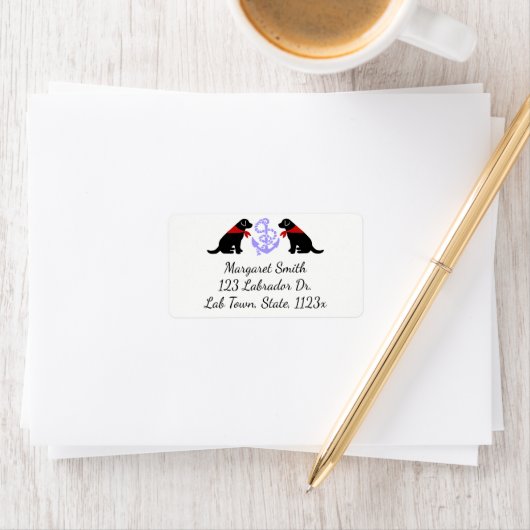 Zwart Labrador Zittende Omtrek Nautisch Etiket (Insitu)