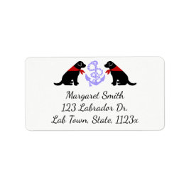 Zwart Labrador Zittende Omtrek Nautisch Etiket