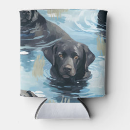 Zwart Labrador Zwem Patroon Blikjeskoeler