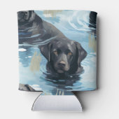 Zwart Labrador Zwem Patroon Blikjeskoeler (Achterkant)
