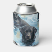 Zwart Labrador Zwem Patroon Blikjeskoeler (Blikje Achterkant)