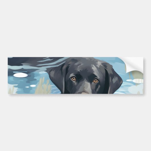 Zwart Labrador Zwem Patroon Bumpersticker (Voorkant)