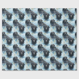 Zwart Labrador Zwem Patroon Cadeaupapier