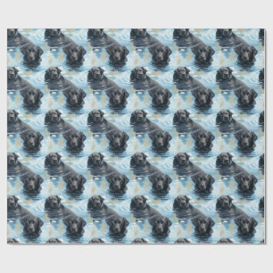 Zwart Labrador Zwem Patroon Cadeaupapier