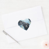 Zwart Labrador Zwem Patroon Hart Sticker (Envelop)