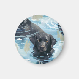 Zwart Labrador Zwem Patroon Magneet
