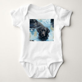 Zwart Labrador Zwem Patroon Romper