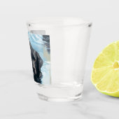 Zwart Labrador Zwem Patroon Shot Glas (Rechts)