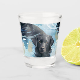 Zwart Labrador Zwem Patroon Shot Glas