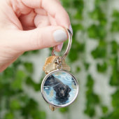 Zwart Labrador Zwem Patroon Sleutelhanger (Hand)