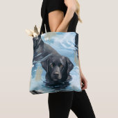 Zwart Labrador Zwem Patroon Tote Bag (Dichtbij)