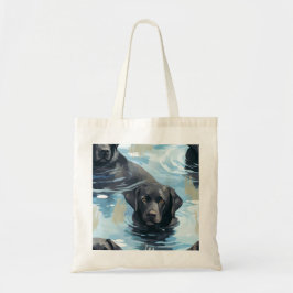 Zwart Labrador Zwem Patroon Tote Bag