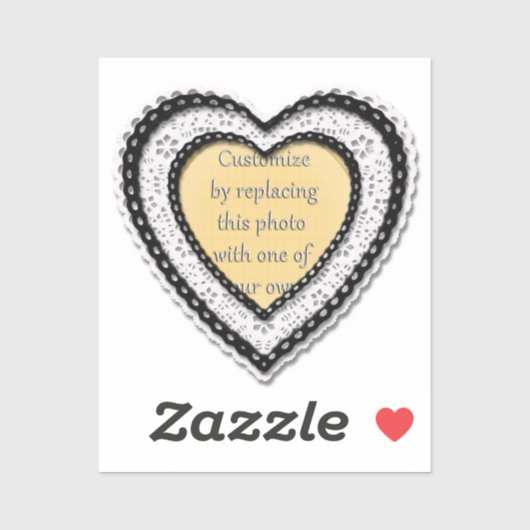 Zwart Laced Heart Lijst Valentijnsdag Sticker (Vel)