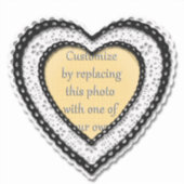 Zwart Laced Heart Lijst Valentijnsdag Sticker (Voorkant)