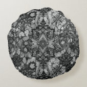 Zwart Lacework Artistry Round Rond Kussen (Achterkant)