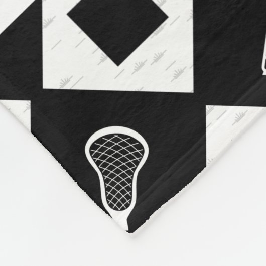 Zwart Lacrosse Argyle Patroon Fleece Deken (Hoek)