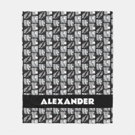 Zwart Lacrosse Blokken van Stokken en Ballen Fleece Deken