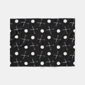 Zwart lacrossetpatroon fleece deken (Voorkant (Horizontaal))