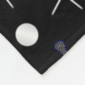 Zwart lacrossetpatroon fleece deken (Hoek)