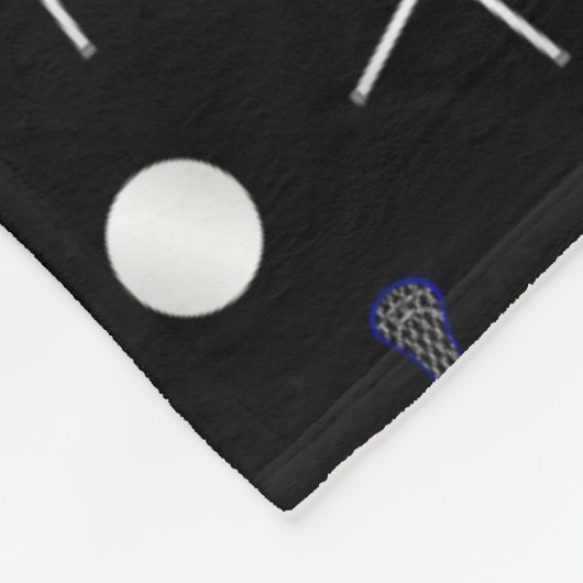 Zwart lacrossetpatroon fleece deken (Hoek)