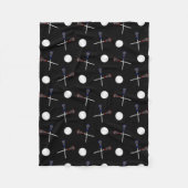 Zwart lacrossetpatroon fleece deken (Voorkant)