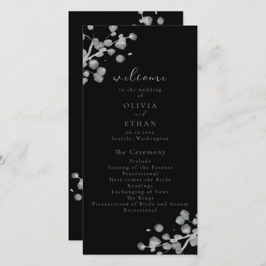 Zwart lak bruiloft programma (Voorkant / Achterkant)