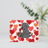 Zwart lak met ijskap met hart briefkaart (Staand voorkant)