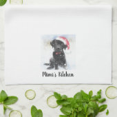 Zwart lak met kerstkaart, aangepaste tekst theedoek (Gevouwen)