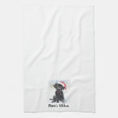 Zwart lak met kerstkaart, aangepaste tekst theedoek (Verticaal)