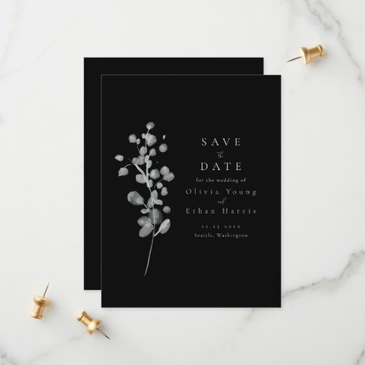 Zwart lak Sla de datum op Save The Date (Voorkant / Achterkant in situ)