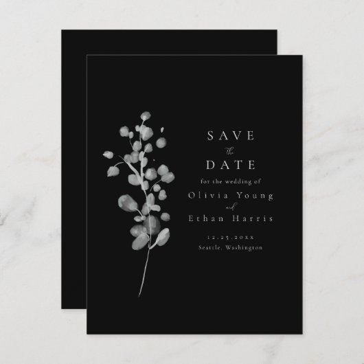 Zwart lak Sla de datum op Save The Date (Voorkant / Achterkant)