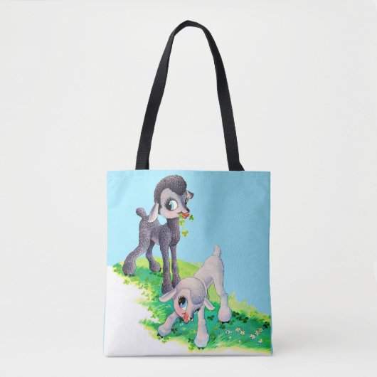 zwart lammetje wit lammeren tote bag (Voorkant)