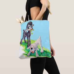 zwart lammetje wit lammeren tote bag