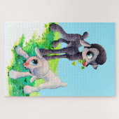 zwart lammetje wit lammetje legpuzzel (Horizontaal)