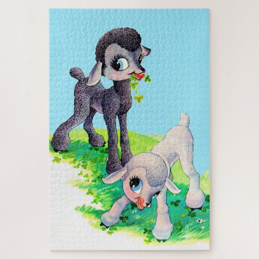zwart lammetje wit lammetje legpuzzel (Verticaal)